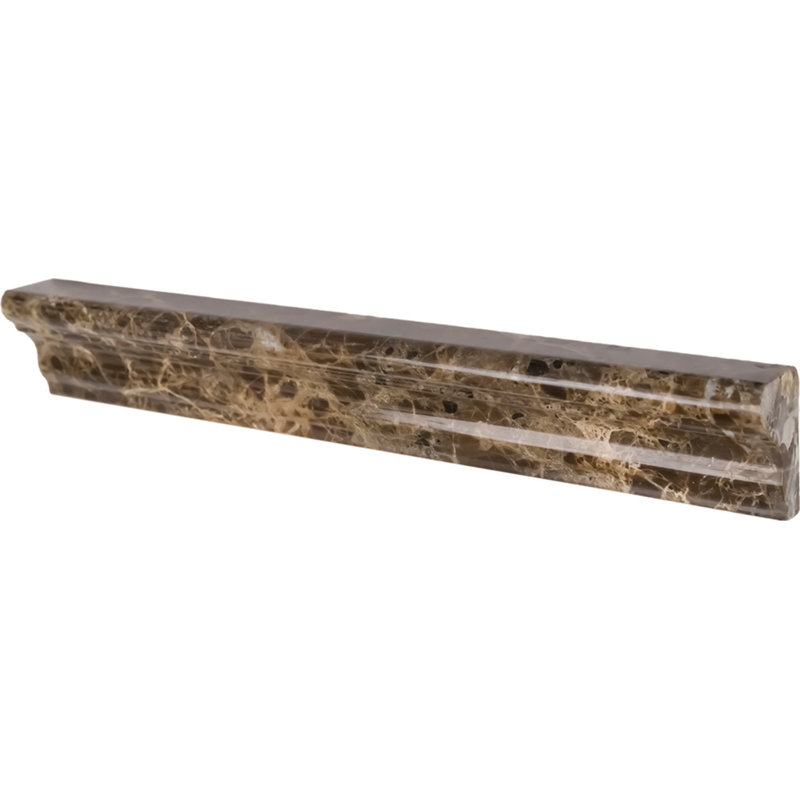 12" x 2" Marble Chair Rail Tile Trim in Dark Emperador