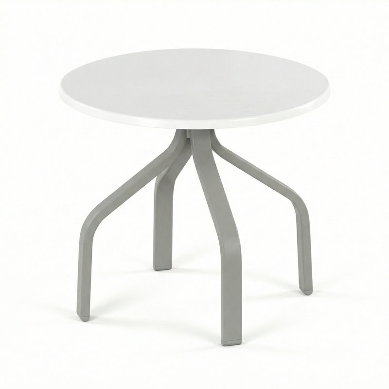 18" Round Side Table, Matte Gray