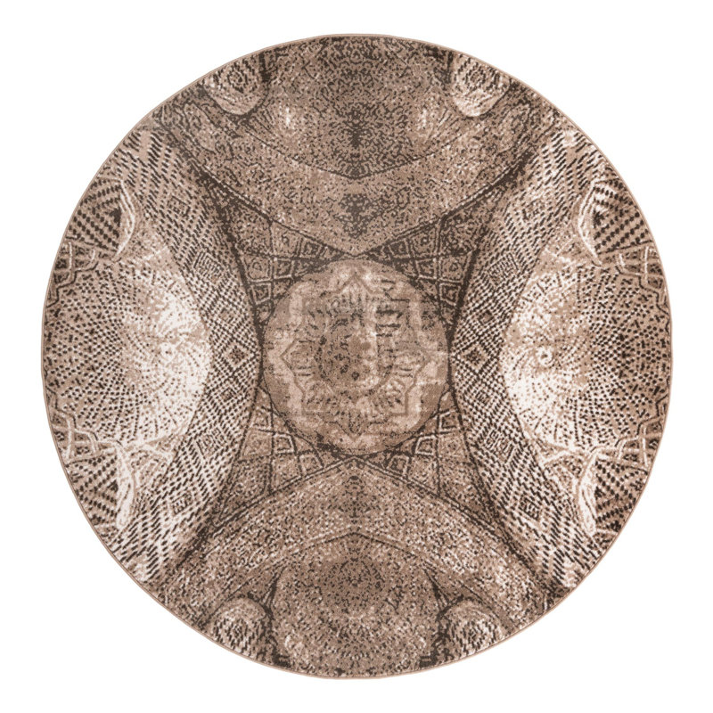 Tapis abstrait brun Affleck, Rond 7 pi 1 po