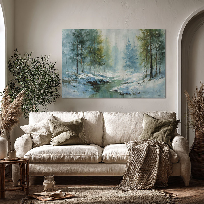 Art mural doux sur toile tendue en blanc doux - Décoration de salon, de chambre à coucher ou de bureau, L 36 po x H 24 po