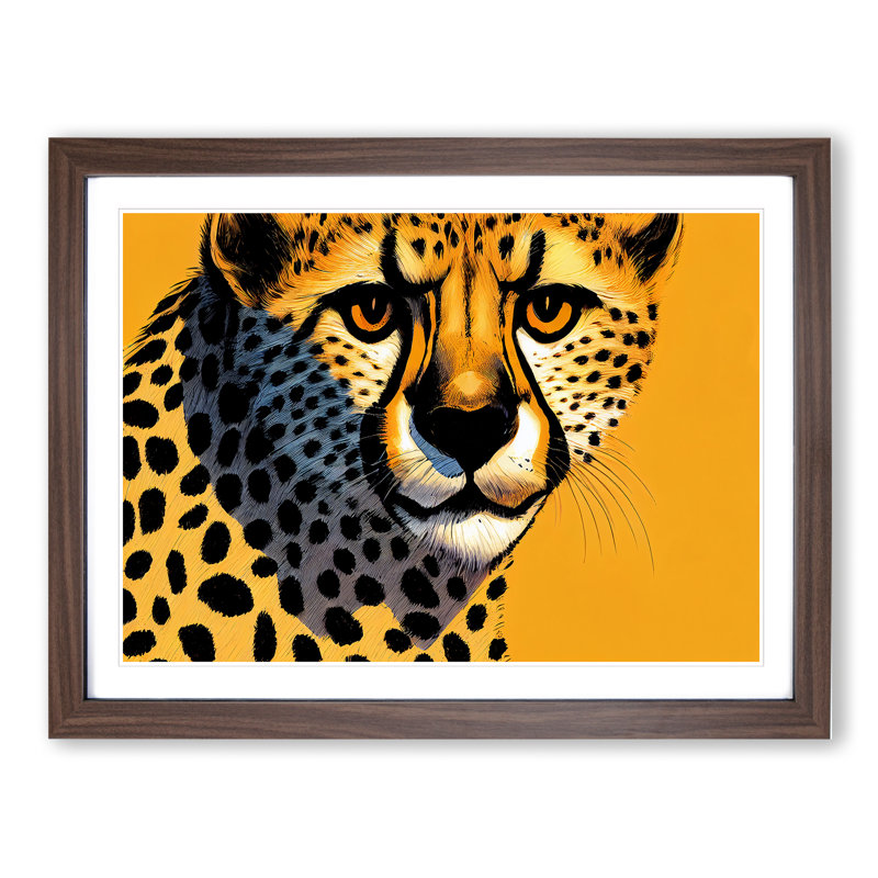 A Pretty Cheetah - Single Picture Frame Print, 25cm H x 34cm W, Walnut