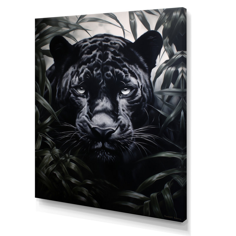 «Black White Panther», motifs contrastants sur toile, H 32 po x l 16 po x P 1 po, Toile tendue