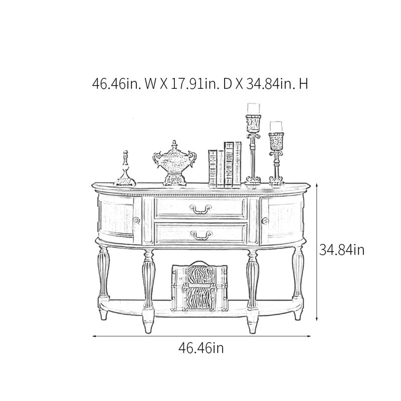 Rural Classical Console Table, 34.84" H x 46.46" W × 17.91" D