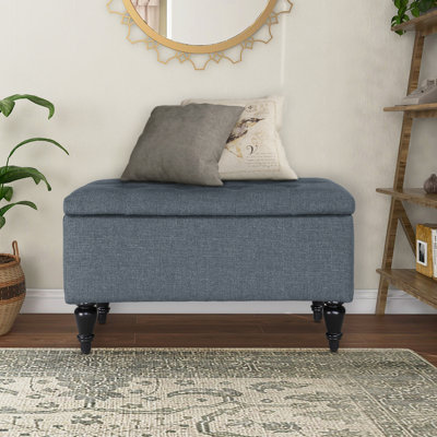 Balcom Upholstered Flip Top Storage Bench with Solid Wood Legs