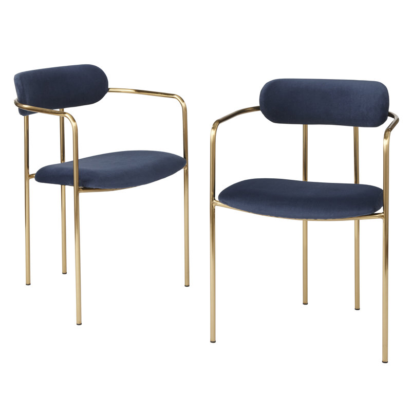 Carrigan 18.5'' H Velvet Upholstered Dining Chair, Navy