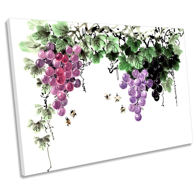 Purple Grapes Floral - Wrapped Canvas Print, 50.8cm H x 76.2cm W x 2cm D