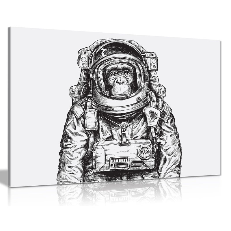 Pop Art Space Monkey - Wrapped Canvas Print, 61cm H x 91cm W