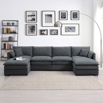 6 Seat Sleeper Sofa Bed With Ottomans,Oversized Indoor Furniture For Living Room
