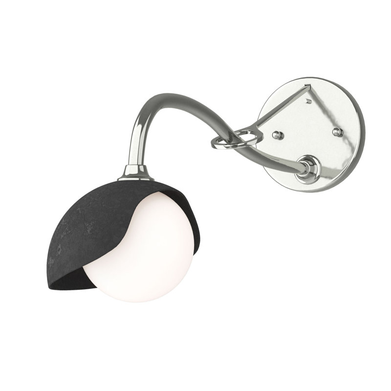 Brooklyn 1 - Light Hardwired Armed Sconce, Sterling, Black