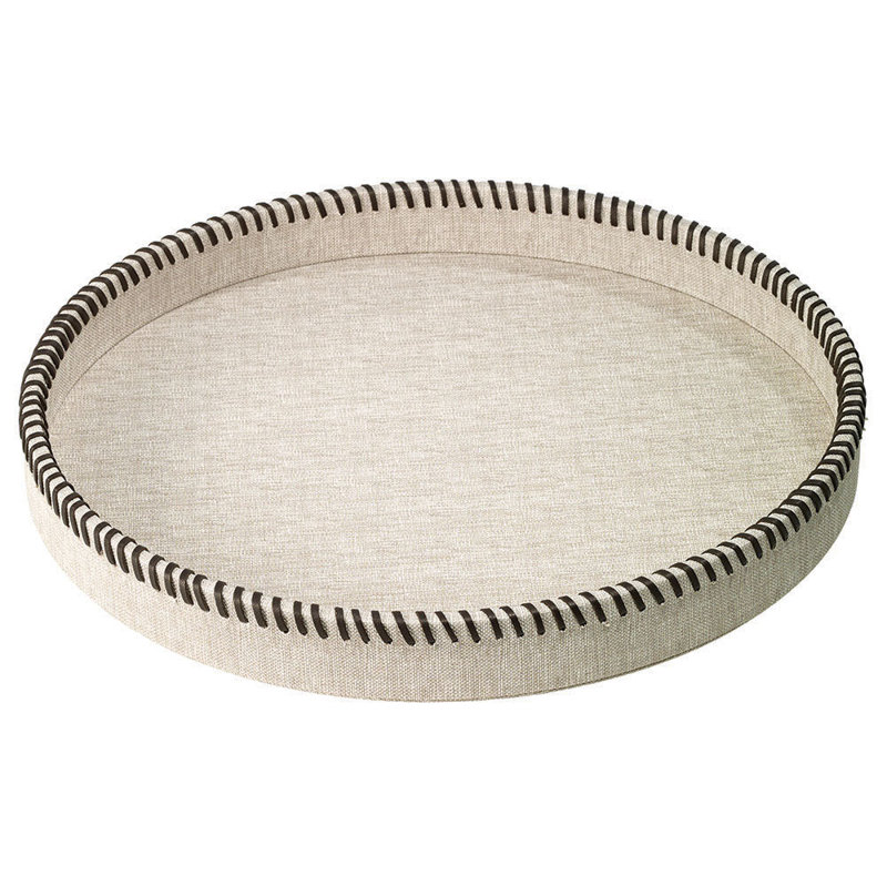 Whipstitch Vinyl Decorative Tray, Beige