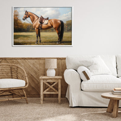 Show Ready Horse with Saddle Framed Giclee, design by Petal Prints Design