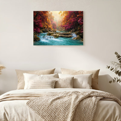 «Gallery Wrap», art mural sur toile pour le salon, la chambre à coucher, le bureau ou le vestibule - décoration murale décorative avec ruisseau d'automne