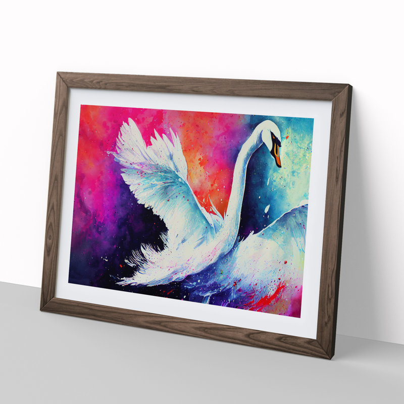 Swan Splash Vol.4 Abstract - Single Picture Frame Print, 46cm H x 64cm W x 2cm D, Walnut Framed