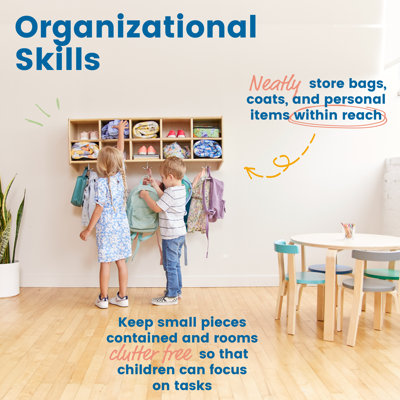 ECR4Kids Streamline 10-Section Hanging Coat Locker with 10 Scoop Front Bins, Cubby Storage