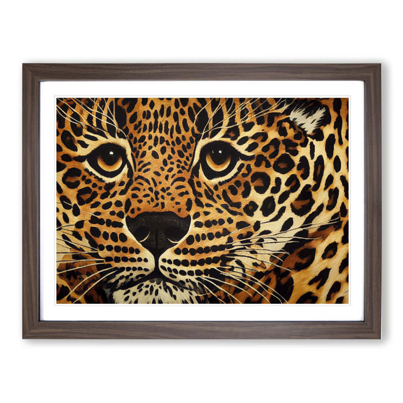 Dreamy Leopard - Single Picture Frame Print, 25cm H x 34cm W, Walnut