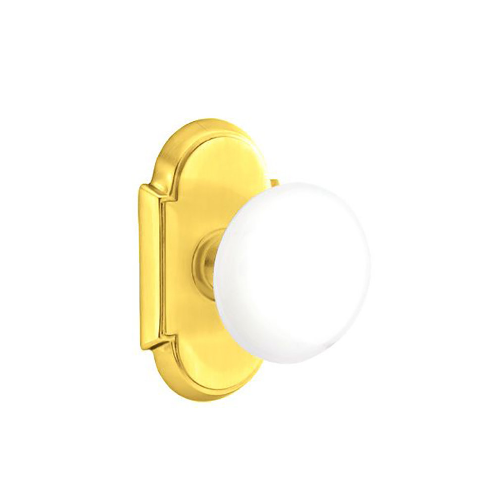 Emtek Privacy Knobset w/ #8 Rosette and Ice White Porcelain Knob Emtek 