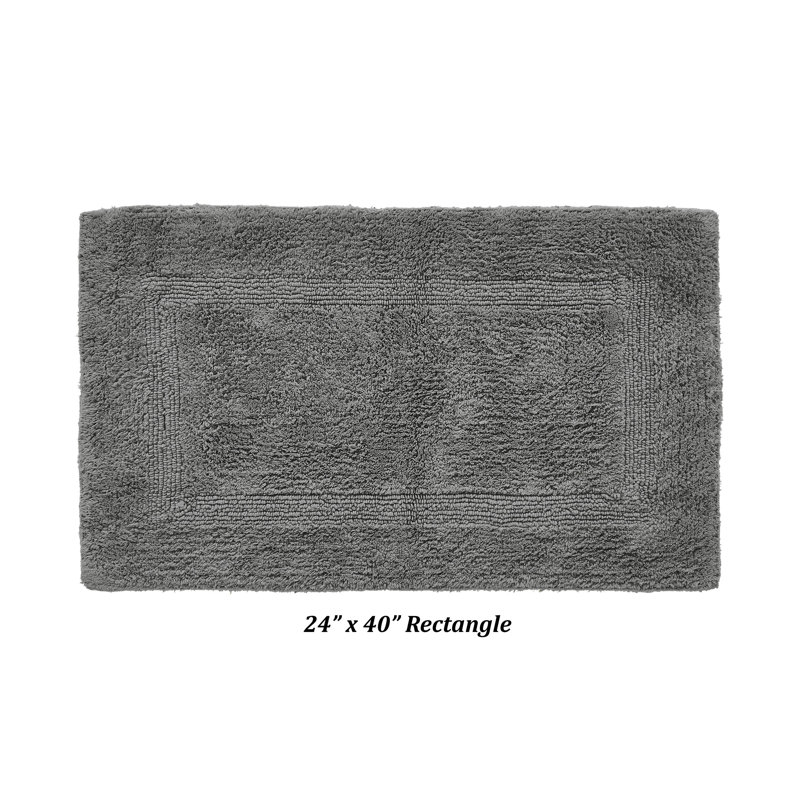 Rozanne Reversible Cotton Bath Rug, Gray, 24" x 40" Rectangle