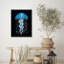 «Blue Jellyfish Marine Animals», impression nautique moderne, affiche encadrée rustique-109747527-109747526