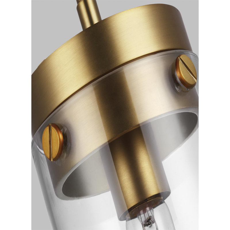Garrett 1 - Light Single Cylinder Pendant by Chapman & Myers, Burnished Brass, 29.5" H x 12.375" W x 12.375" D
