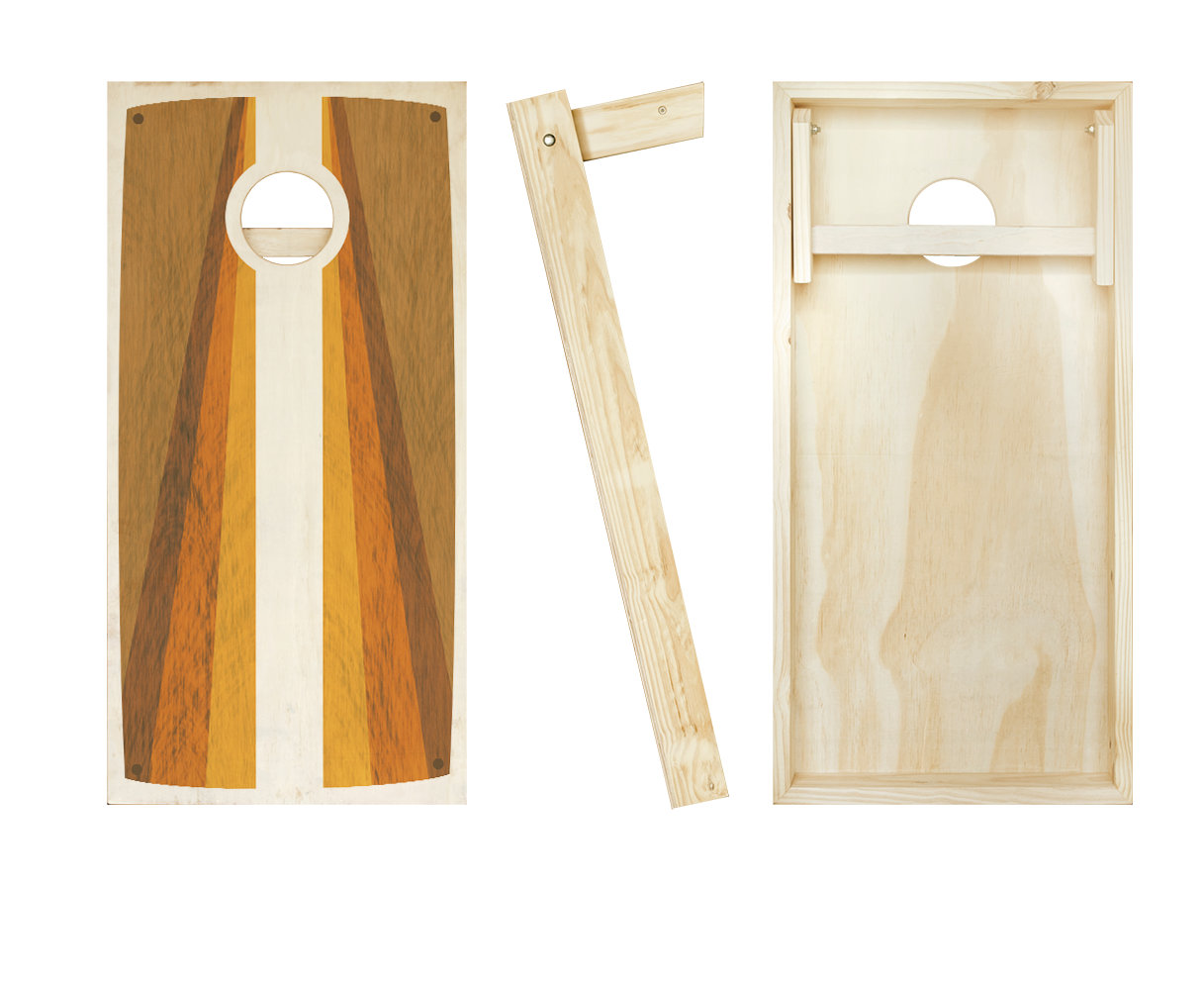 Retro Stained Cornhole Set with Bags, Red/Yellow