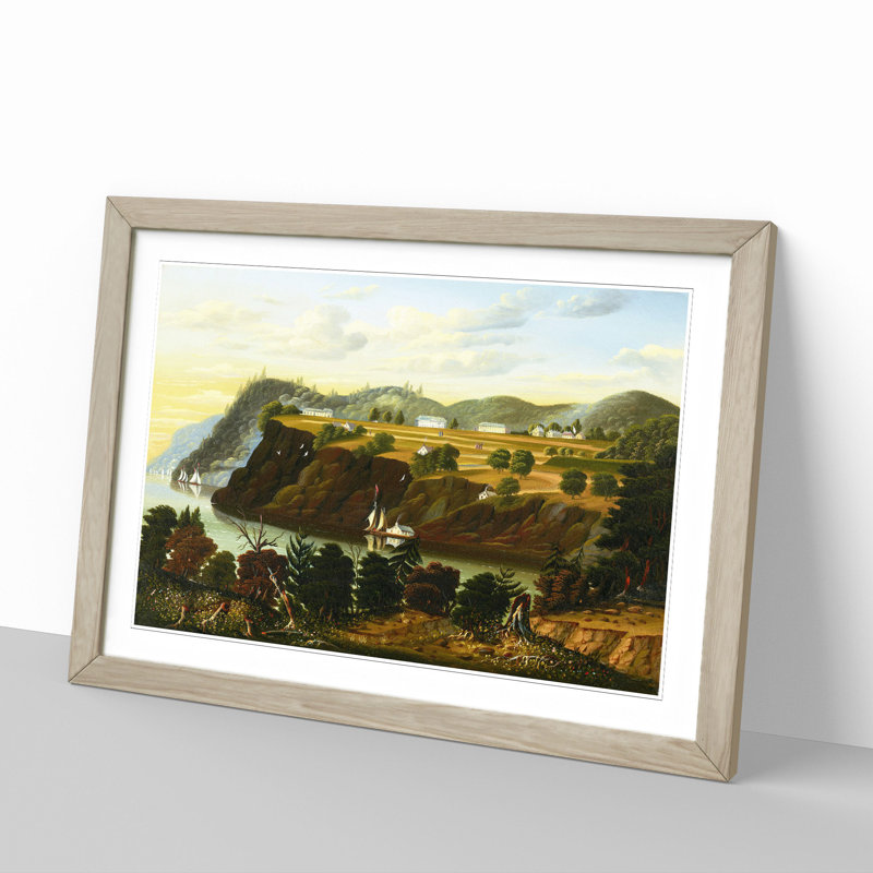 View of West Point by Thomas Chambers - Picture Frame Painting, 27cm H x 36cm W x 2cm D, Oak