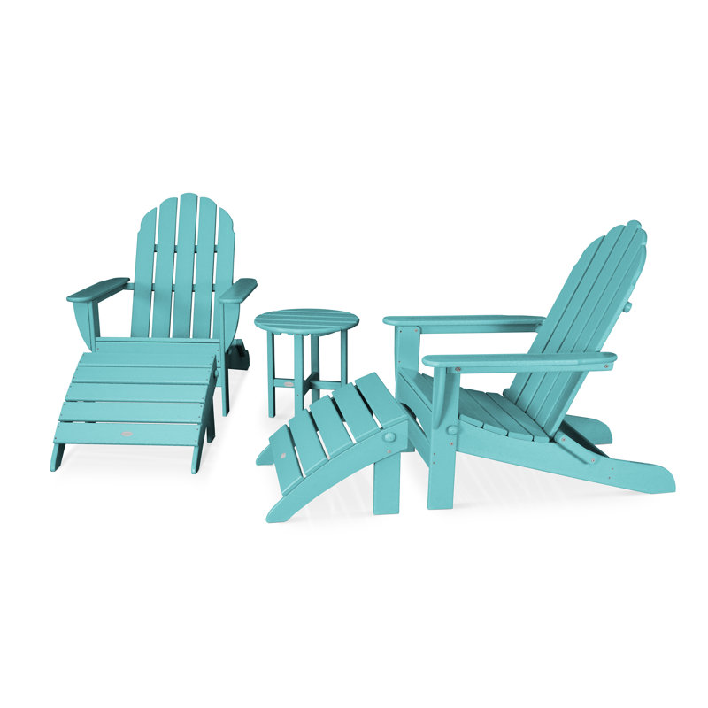 POLYWOOD Classic Oversized Adirondack 5-Piece Casual Set, Aruba