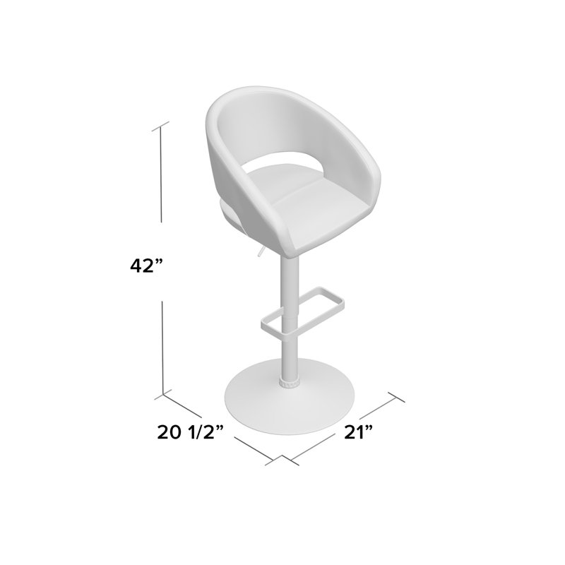 Amberlie Modern Upholstered Adjustable-Height Barstool with Footrest, Chrome, Gray