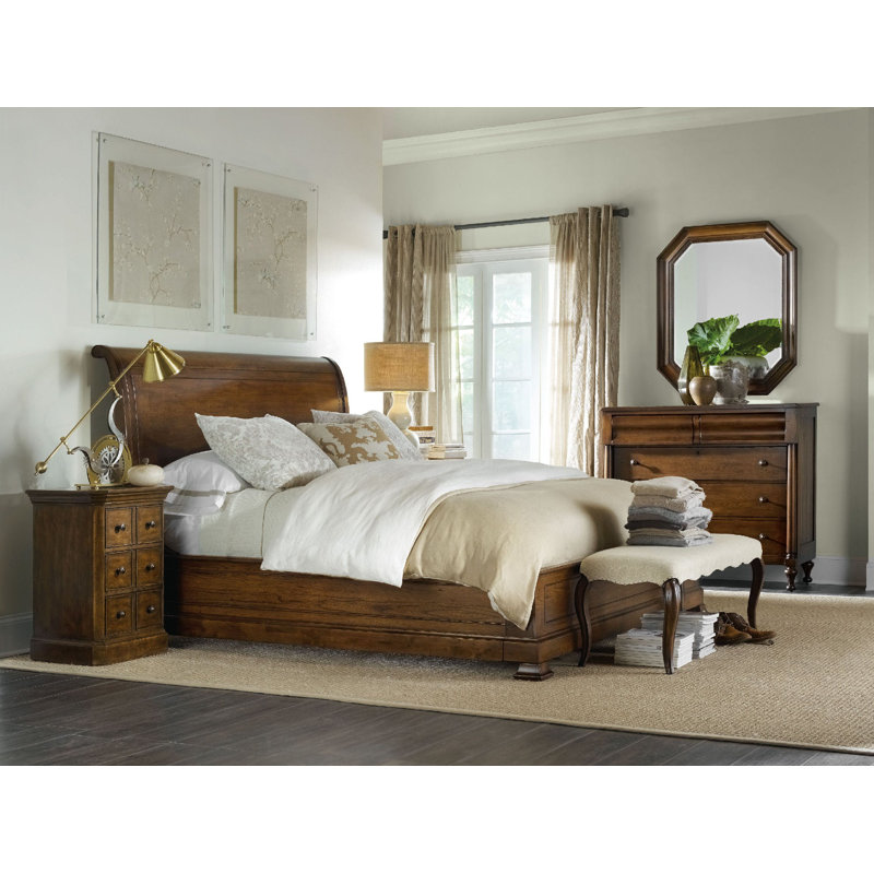 Archivist King Sleigh Bed withLow Footboard, King, Soft Casual Pecan