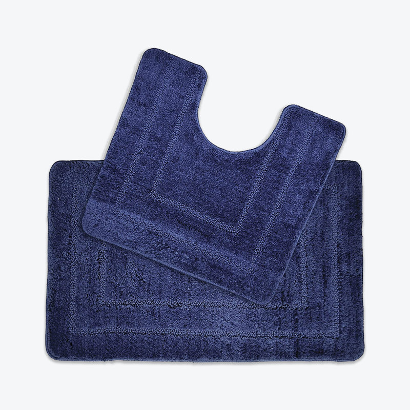 Josie 2 Piece Bath Mat and Pedestal Mat Set, Navy