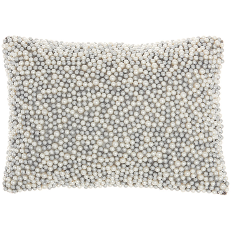  Luminescence Rectangular Pillow Cover and Insert, Ivory/Silver