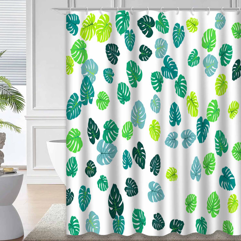 Rideau de douche avec 12 crochets Tropical Jungle Monstera, L 72 po x l 84 po