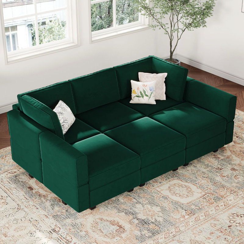 Nairoby 6 Storage Ottomans Sleeper - Velvet Sofa Bed Modular Sectional Sofa Convertible Sofa Livingroom Bedroom Apartment Couch