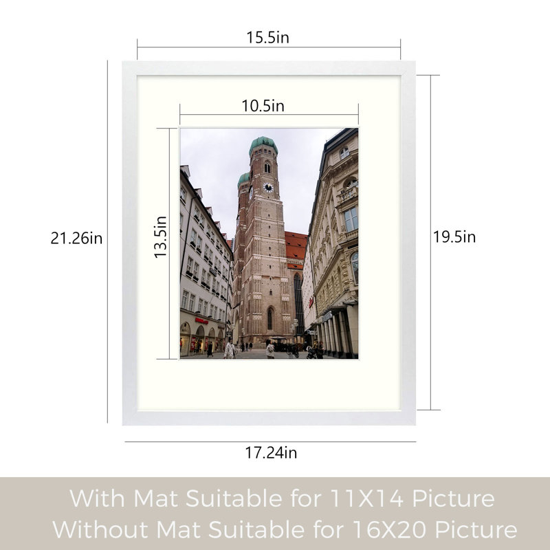 Cadres photos muraux Matte Gallery - Basics by Wayfair ™, Blanc, 16 po x 20 po emmêlé à 11 po x 14 po