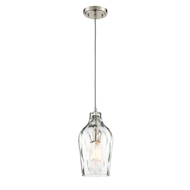 Brushed Nickel Mini Pendant with Clear Glass Shade