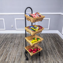 Winston Porter Stella 3 Tier Standing Wicker Storage Rack, Hand