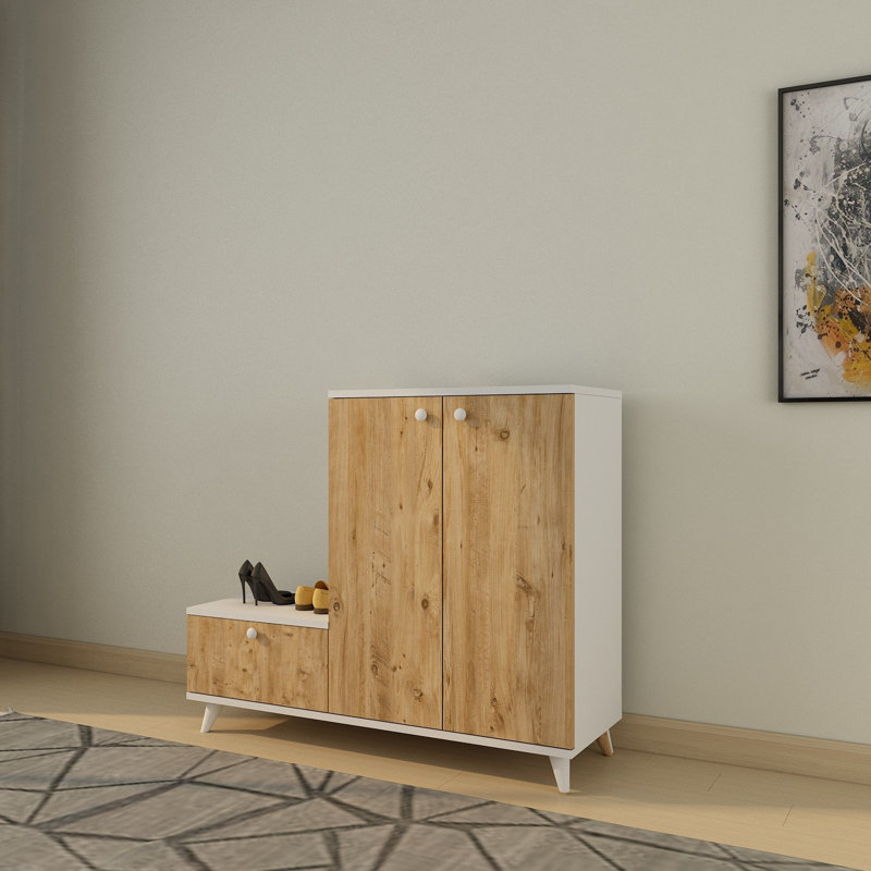 Shoe Storage Cabinet, Oak/White