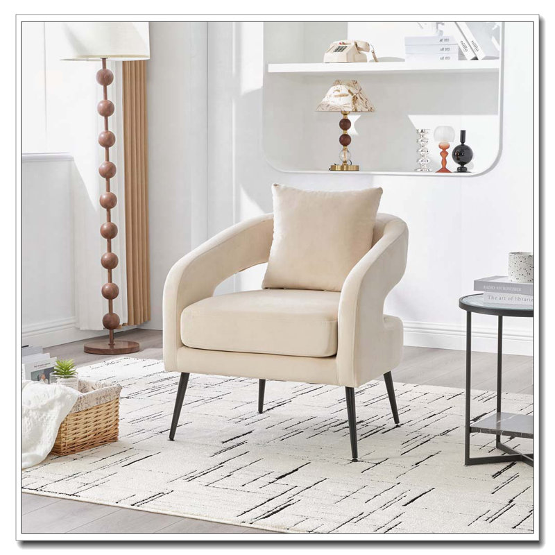 Chaise d'appoint rembourrée en velours, Beige