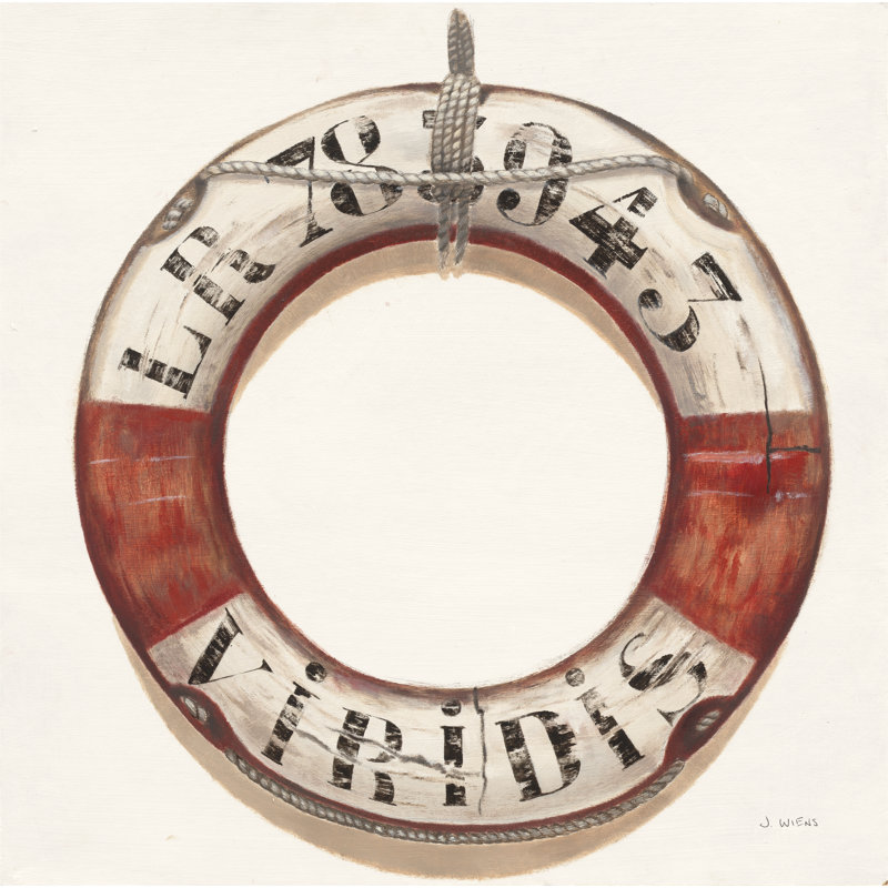 Nautical Lifebuoy Plain - No Frame Painting on Canvas, 30cm H x 46cm W x 3.8cm D