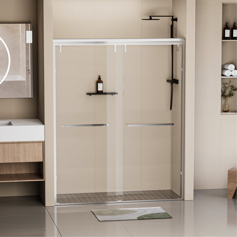 56 à 60 po X P 76 po H Porte de douche semi-encadrée, Chrome chrome