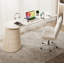Bureau en pierre frittée crème et acrylique-895616599