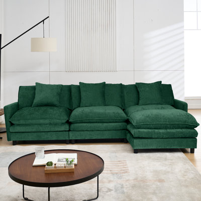 108-inch L-shaped modular frame chenille fabric sofa, featuring a versatile design that adapts to any interior space, delivering boundless comfort and contemporary style.
