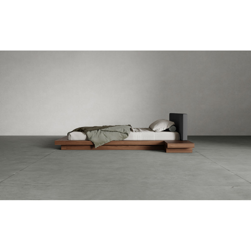 Bardella Vegan Leather Standard Bed, King, Walnut/Carbon Fabric