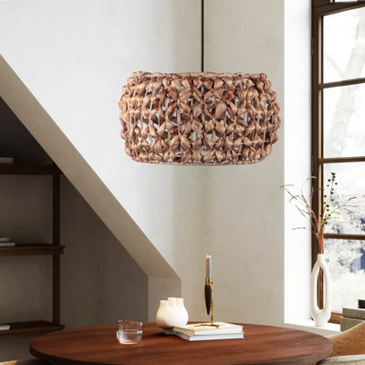 Élégant lustre réglable, structure en métal, base de 11,5 po x 2,8 po, hauteur 9,8 po - 27,6 po | Douille E27 Max 40W, design moderne, couleur naturelle | Idéal pour le salon, la salle à manger et les entrées, installation facile