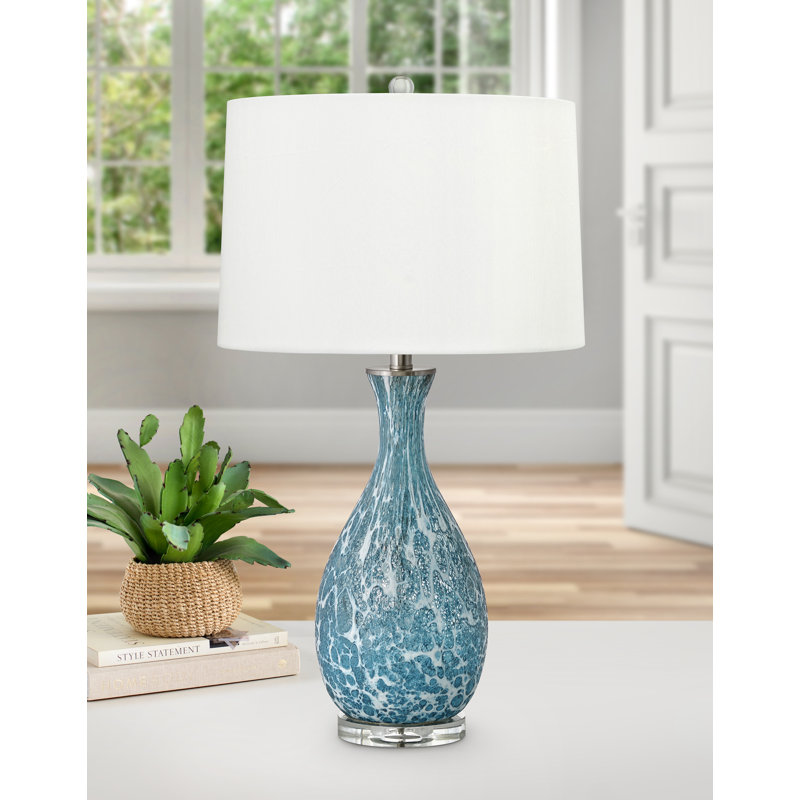 Lampe de table en verre bleu et blanc 30 po Nastrino