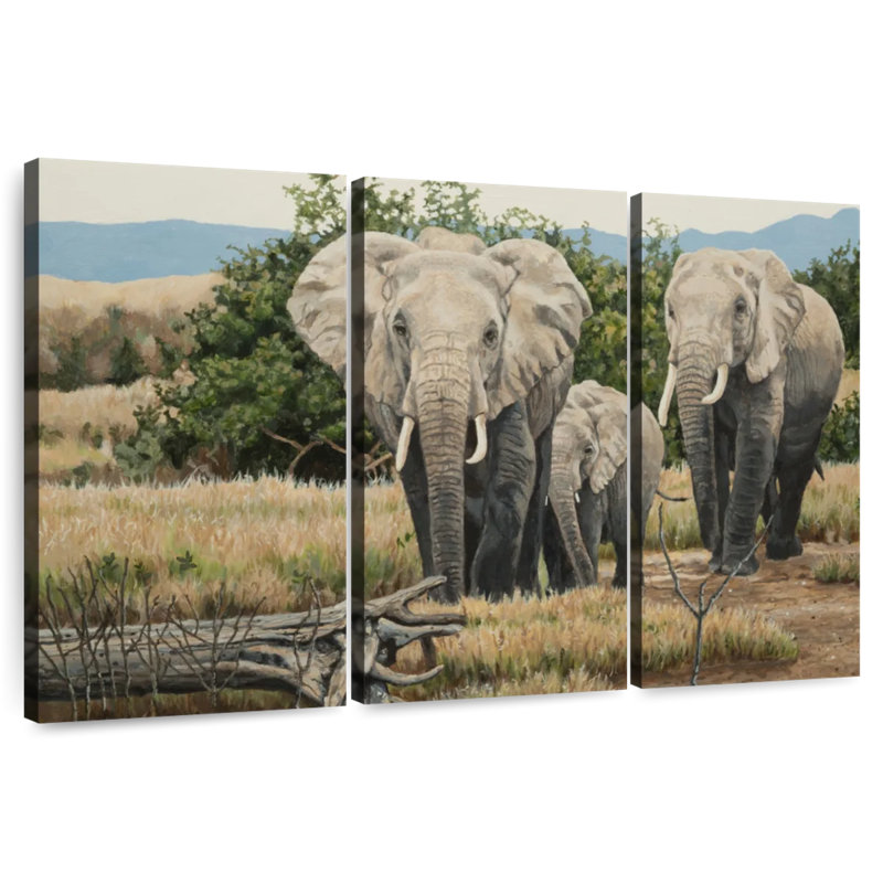 African Giants Elephants, 32" H x 50" W