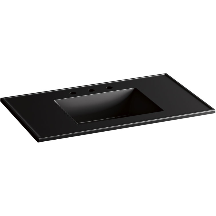 Ceramic/Impressions 37 in. W. Rectangular Vanity Top with Single Faucet Hole in White Ceramic/Impressions 37 in. W. Rectangular Vanity Top with Single Faucet Hole in White