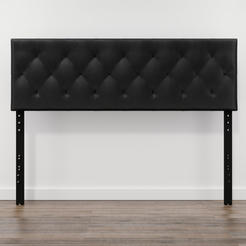 Mattson Adjustable Faux Leather Headboard, Twin, Black Faux Leather
