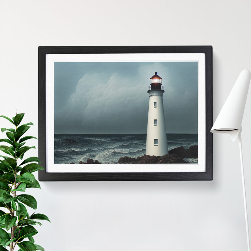 Compelling Lighthouse - Framed Print, Black, 46cm H x 64cm W x 2cm D