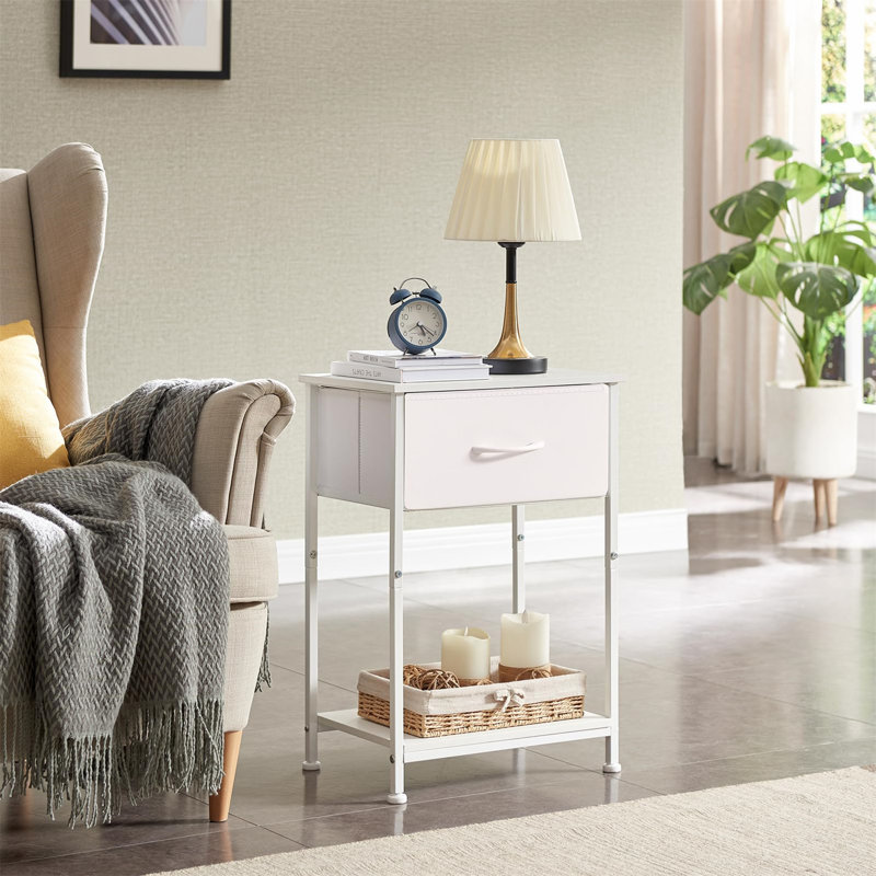 Table de bout Jazella, Blanc, Blanc