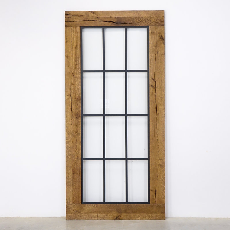 Jordon Solid Oak Sliding Barn Doors Prefinished, 210cm H x 90cm W, Brown Oil